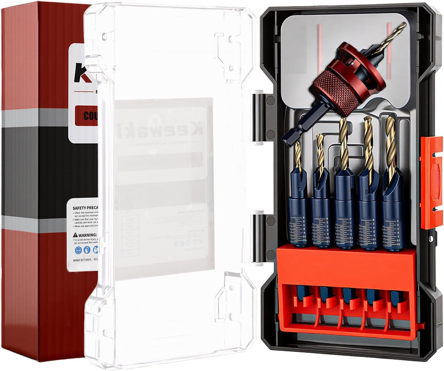 Set 6 Brocas Avellanadoras Ajustables #4-#12 con Tope Estuche