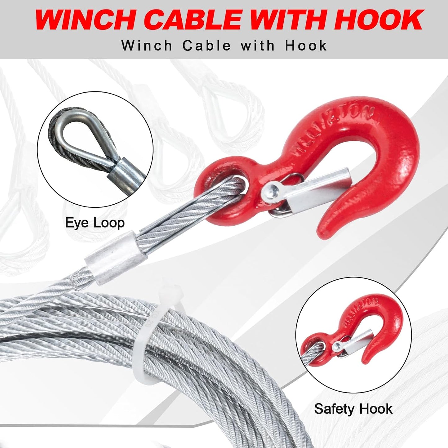 Cable cabrestante 3/16pulg x50ft resistente