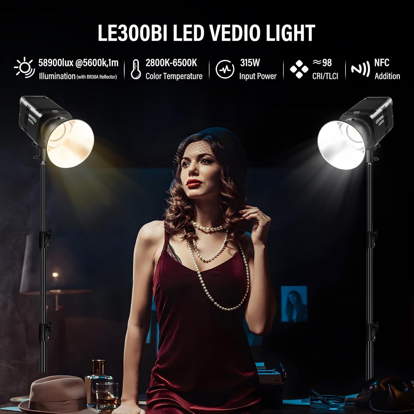 Luz video LED Bowens Mount 315W bicolor DMX/Bluetooth 2800K-6500K