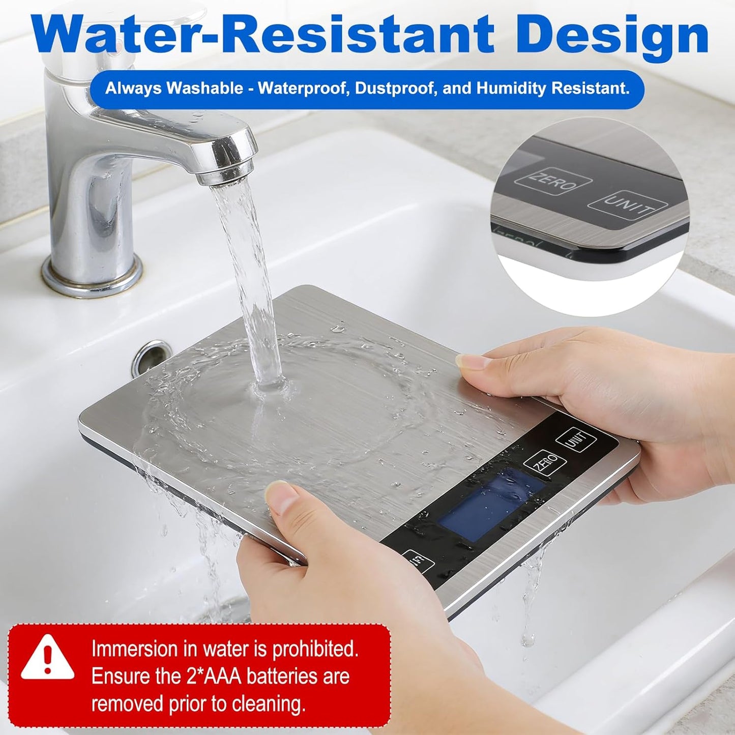 Báscula digital de cocina de 22 libras con precisión de 1 g, LCD retroiluminado