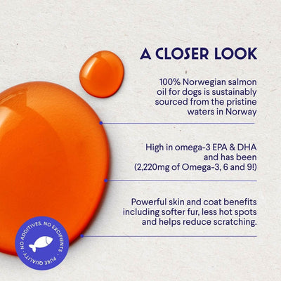 Aceite salmón Omega 3 para perros piel pelaje articulaciones 64oz