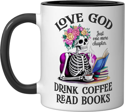 Taza cerámica vintage cristiana para amantes del café y libros