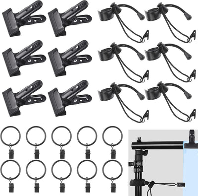 22 Abrazaderas Resorte para Telón Fondo Clips Elásticos Kit Surtido