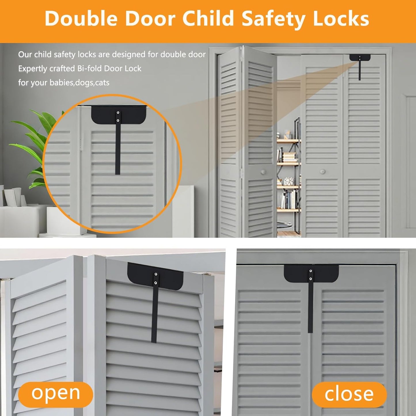 Cerraduras puerta plegable metal ajustable para doble 0.6-2pulg