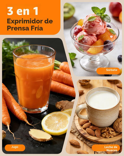 Exprimidor 6.5pulg 3en1 para sorbete y leche de nuez sin BPA