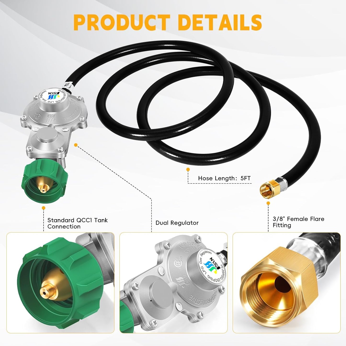 Regulador propano doble etapa conector QCC1 parrilla RV