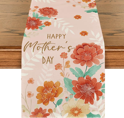 Camino de mesa Artoid con flores y hojas para día de la madre decoración de comedor 13x72