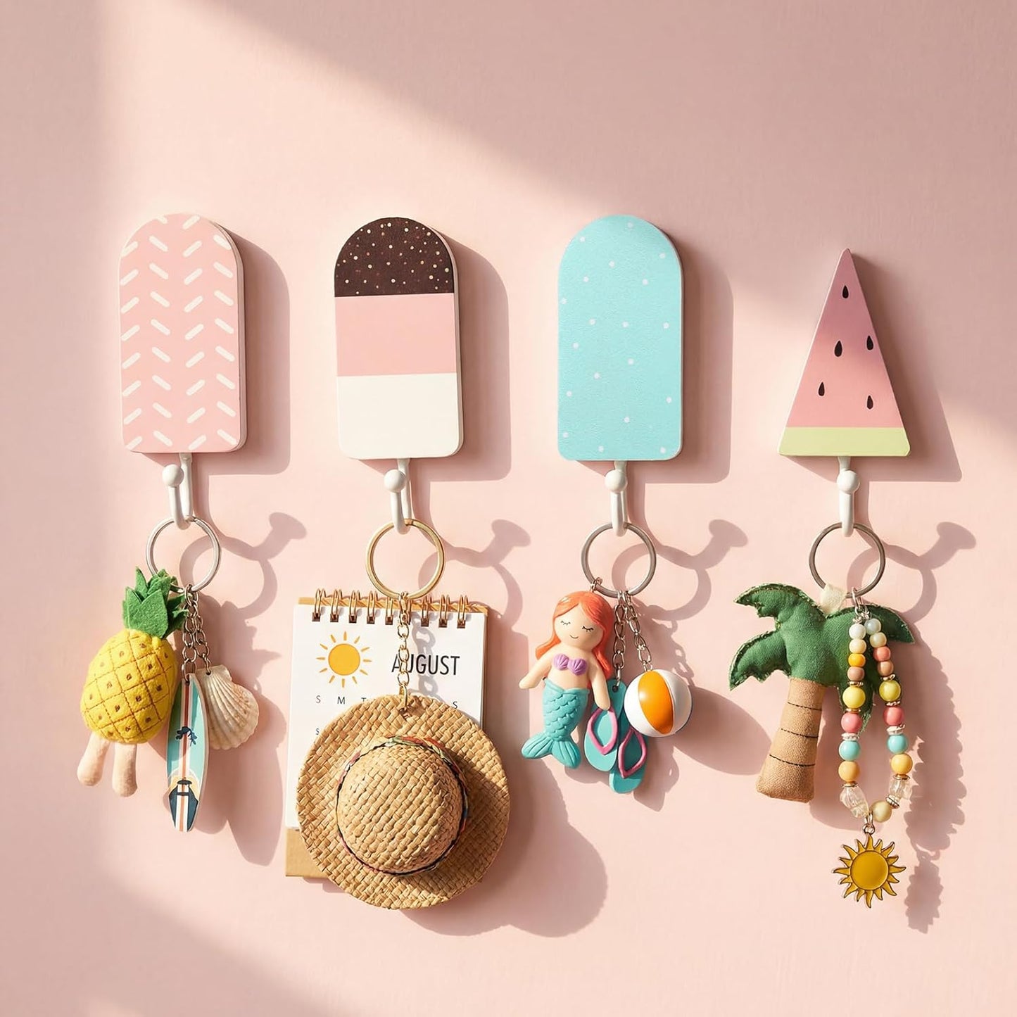 Pack 4 Ganchos Pared Niños Colgar Llaves Dormitorio Verano
