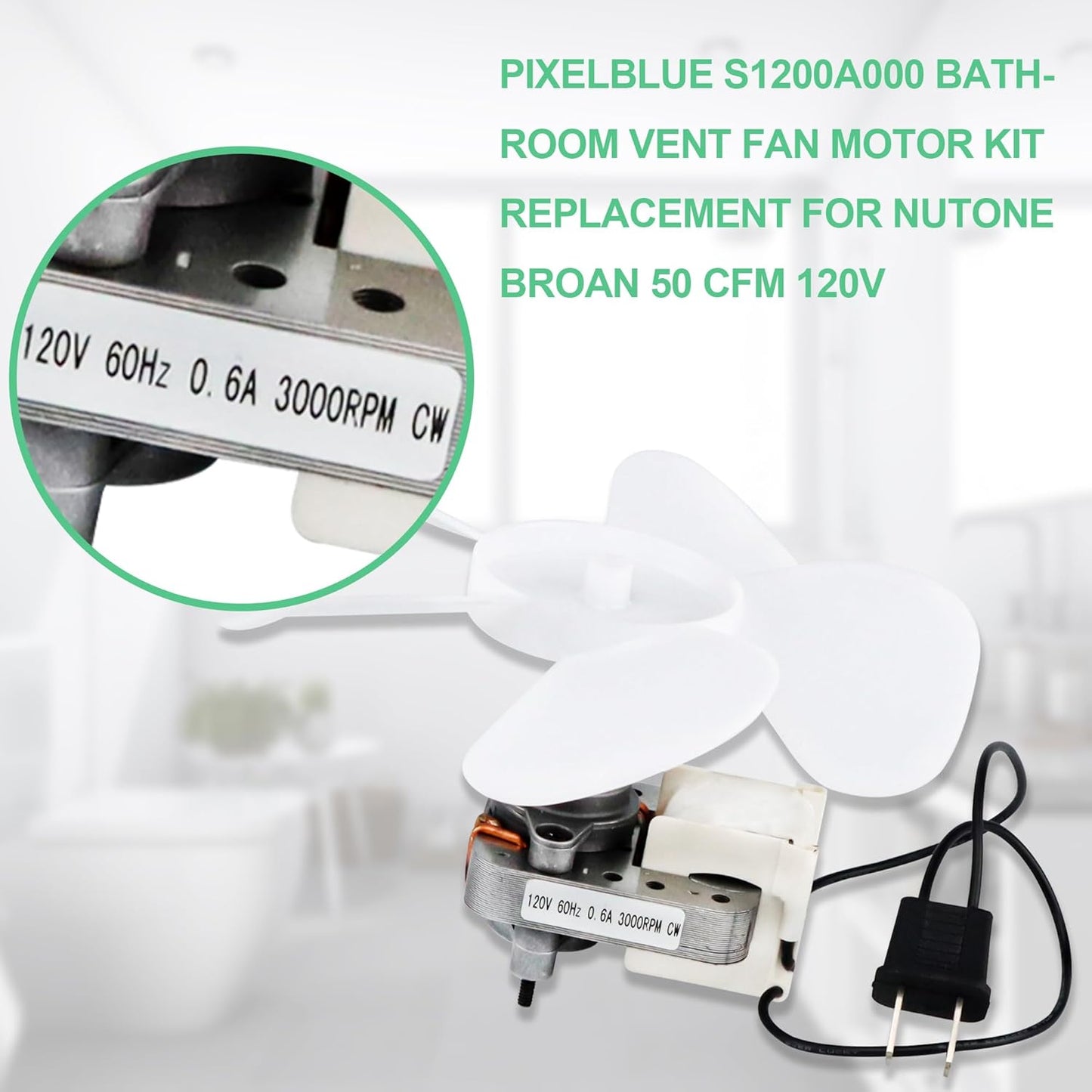 Motor eléctrico ventilador baño comp NuTone S1200A000