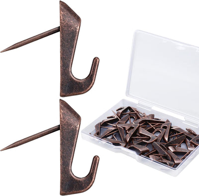 30 Ganchos Metal 20lb Para Colgar Cuadros Bronce Rojo