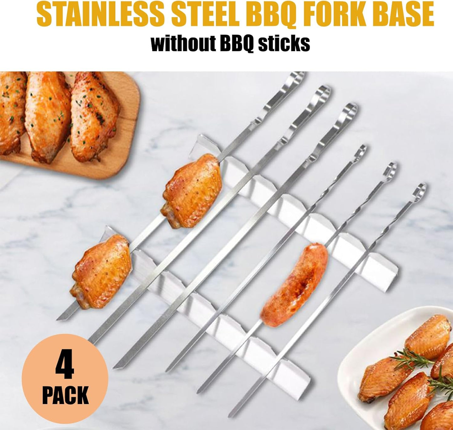 Brochetas de acero inoxidable con 6 muescas soporte universal para barbacoa