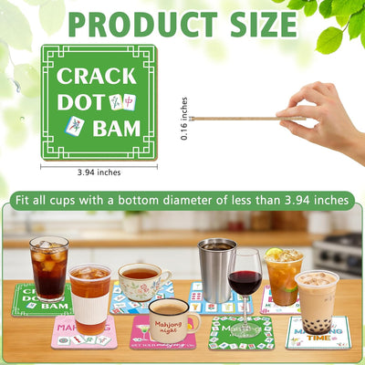 8 posavasos Mahjong multicolor para taza de cóctel y mesa de bebidas
