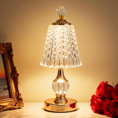Lámpara recargable cristal dorado LED táctil 3 colores dormitorio