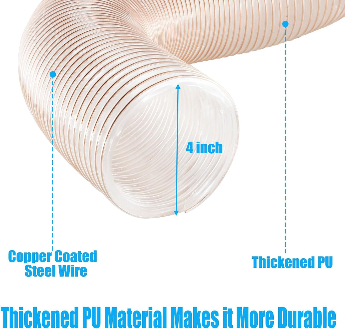 Manguera polvo 4pulg x20ft acero inox flexible carpintería