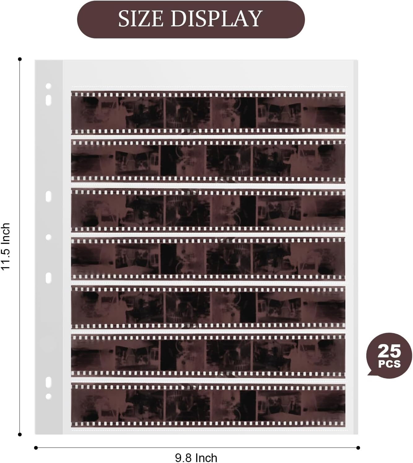 25 Fundas Película 1.378pulg Almacenamiento 7 Tiras 6 Marcos