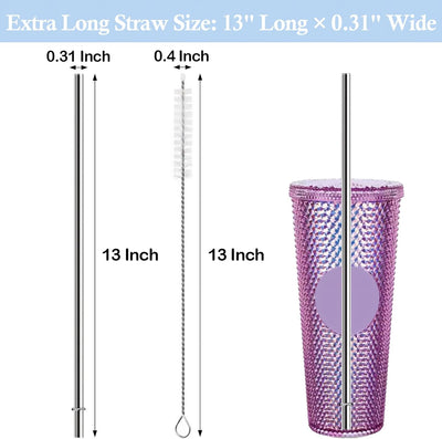 Popote de metal para vaso 64/40/32 oz acero inoxidable reutilizable extra largo