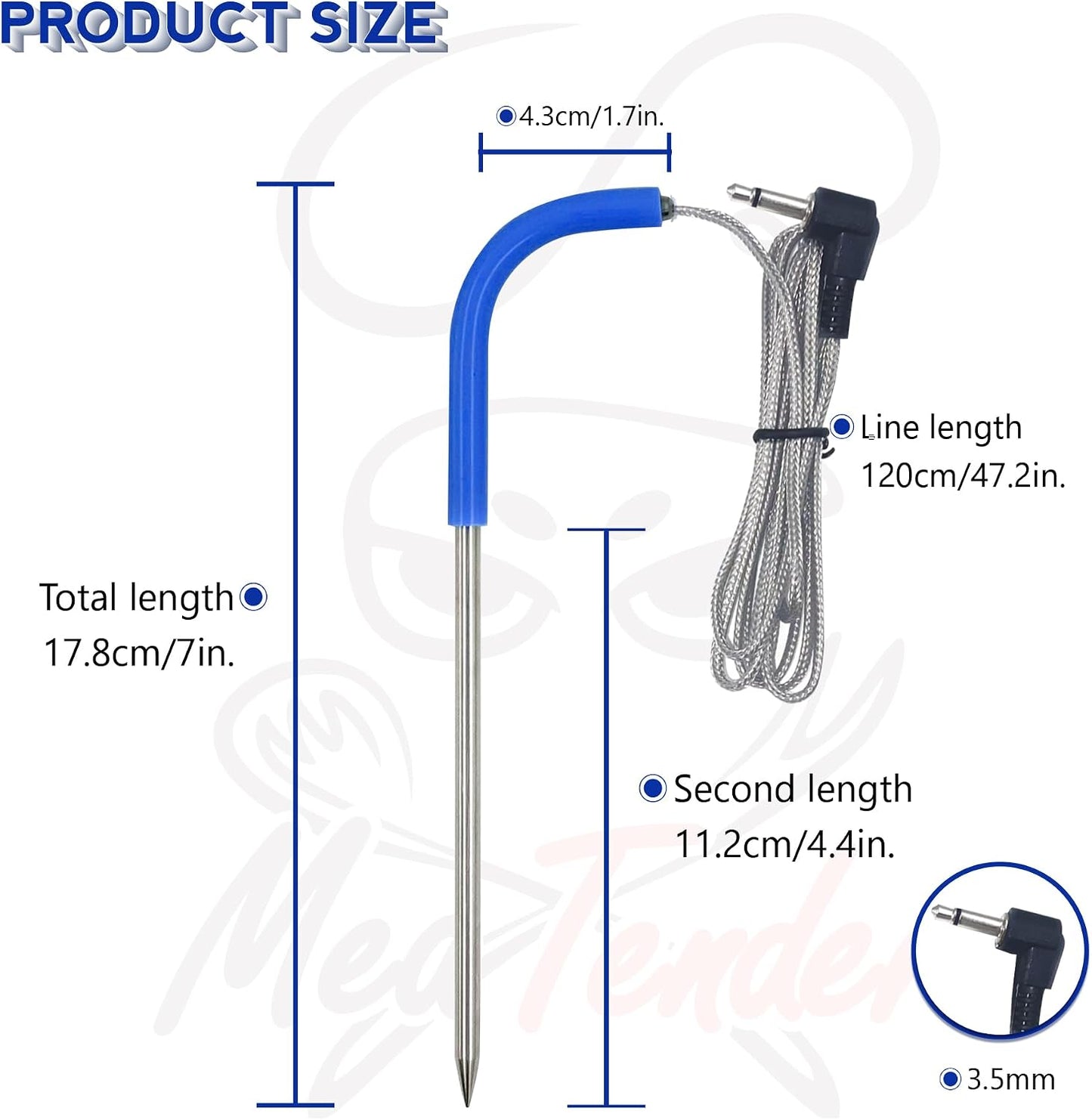 2 Sondas Temp. Carne Comp. Pit Boss 0.138pulg PT1000 Impermeable