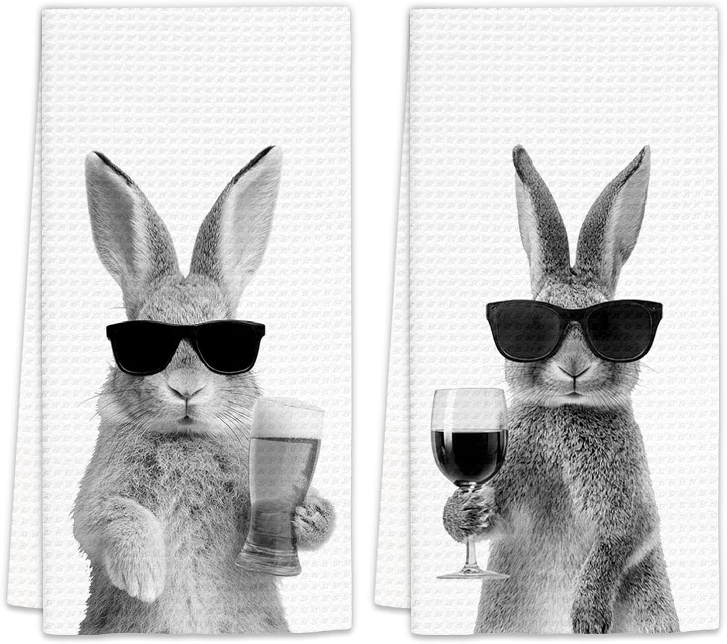 Juego de 2 toallas de cocina con diseño de conejo para cocina, hogar y bar