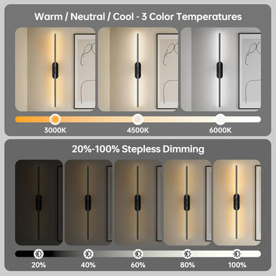 2 Apliques LED Pared 3000K Blanco Cálido Inalámbrico 31.5