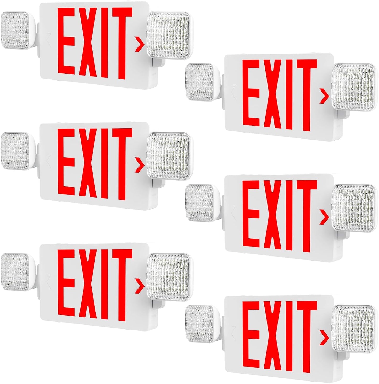 6 Letreros Salida Rojos Doble Cara Luces Emergencia LED ETL