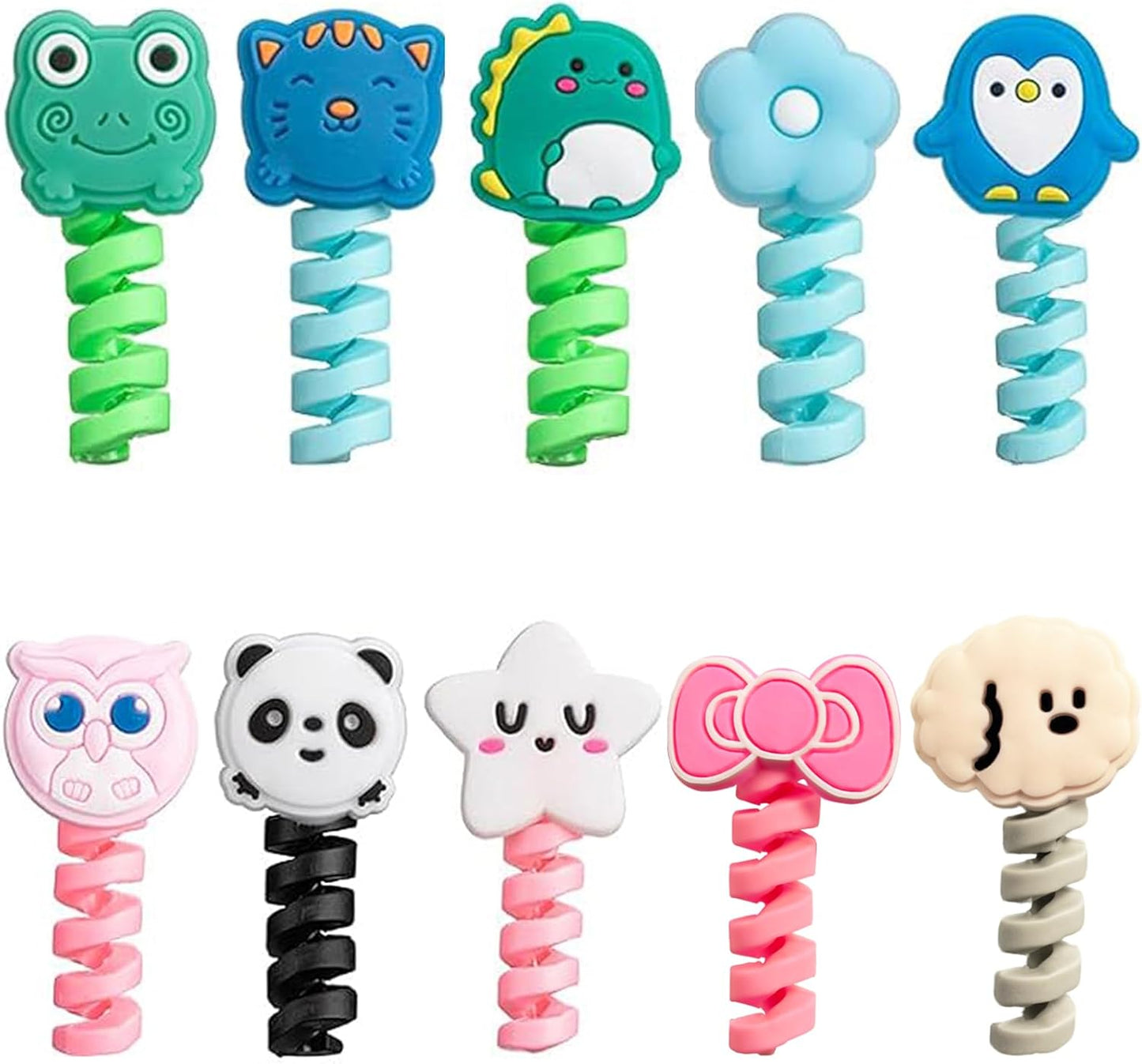 Pack 10 protectores cables USB silicona animales dibujos