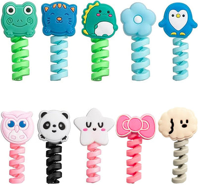 Pack 10 protectores cables USB silicona animales dibujos