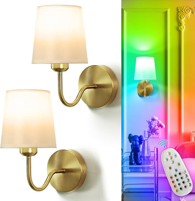 Aplique pared inalámbrico RGB 10000mAh control remoto 15 colores dorado