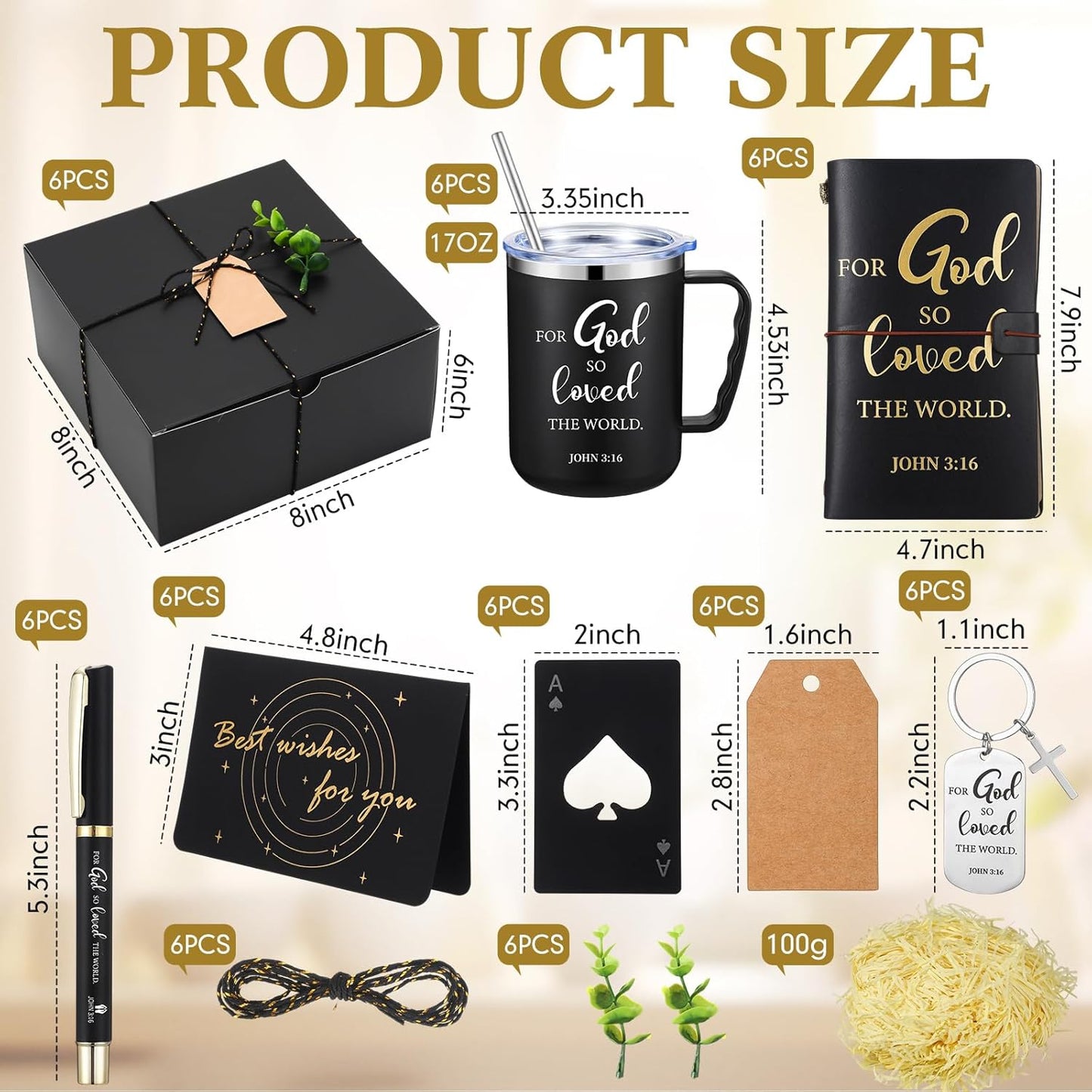 6 Regalos Cristianos para Hombres Taza Café 17oz Llavero Cuaderno