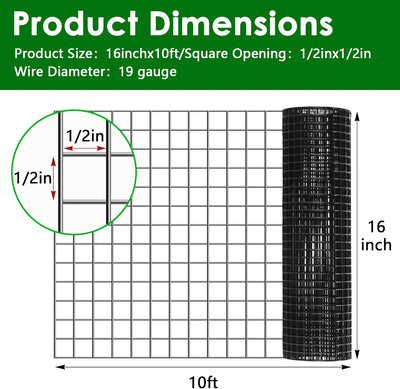 Valla de alambre galvanizado PVC 1/2pulg 16x10pies