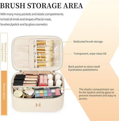 Bolsa maquillaje beige con monograma organizador