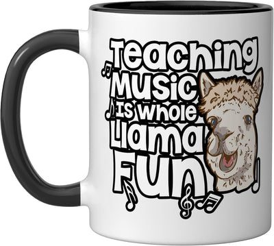 Taza de cerámica para profesor de música con chiste sobre llama negra/blanca