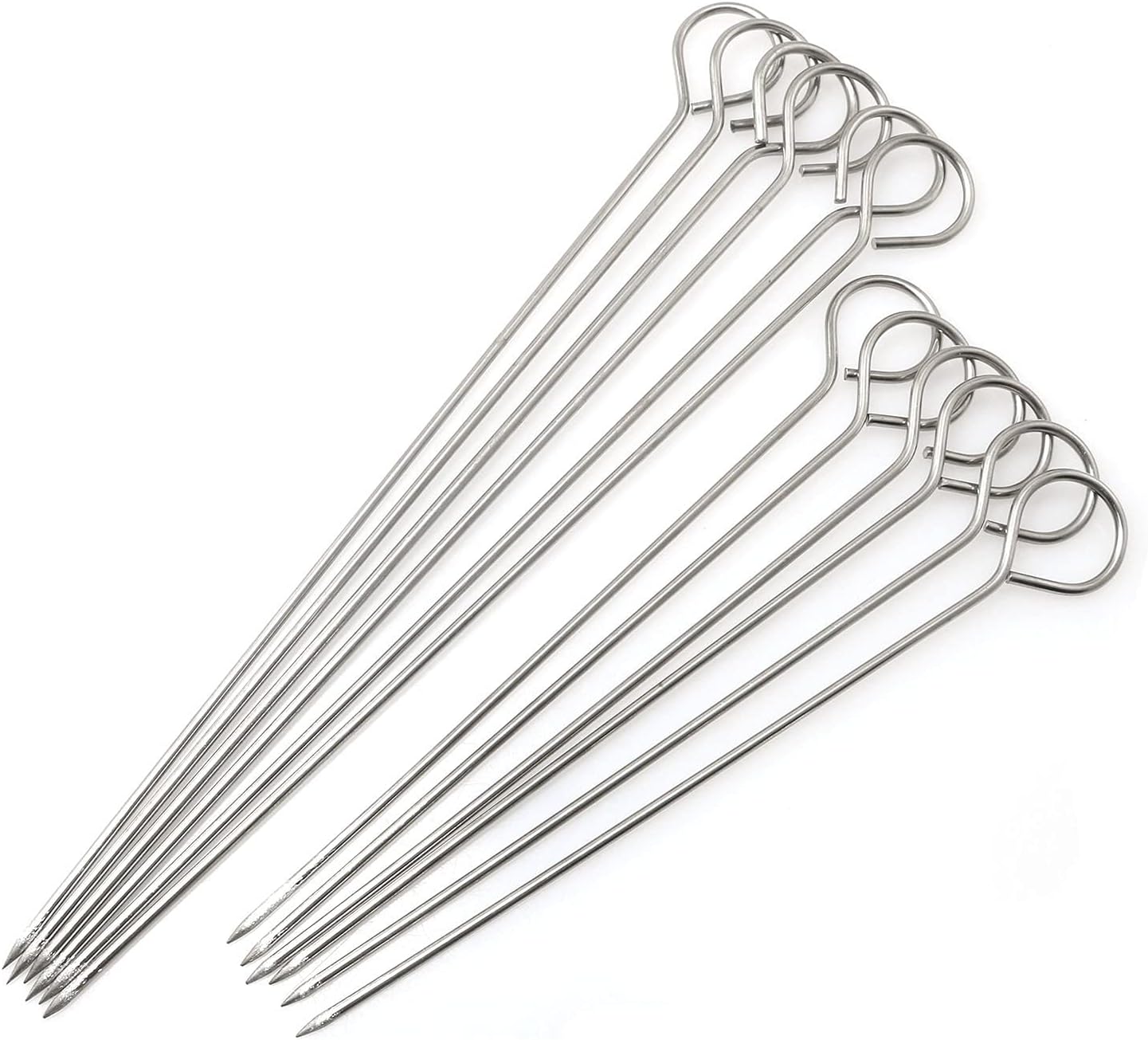 12 Brochetas Acero Inox para Barbacoa 6 y 8pulg