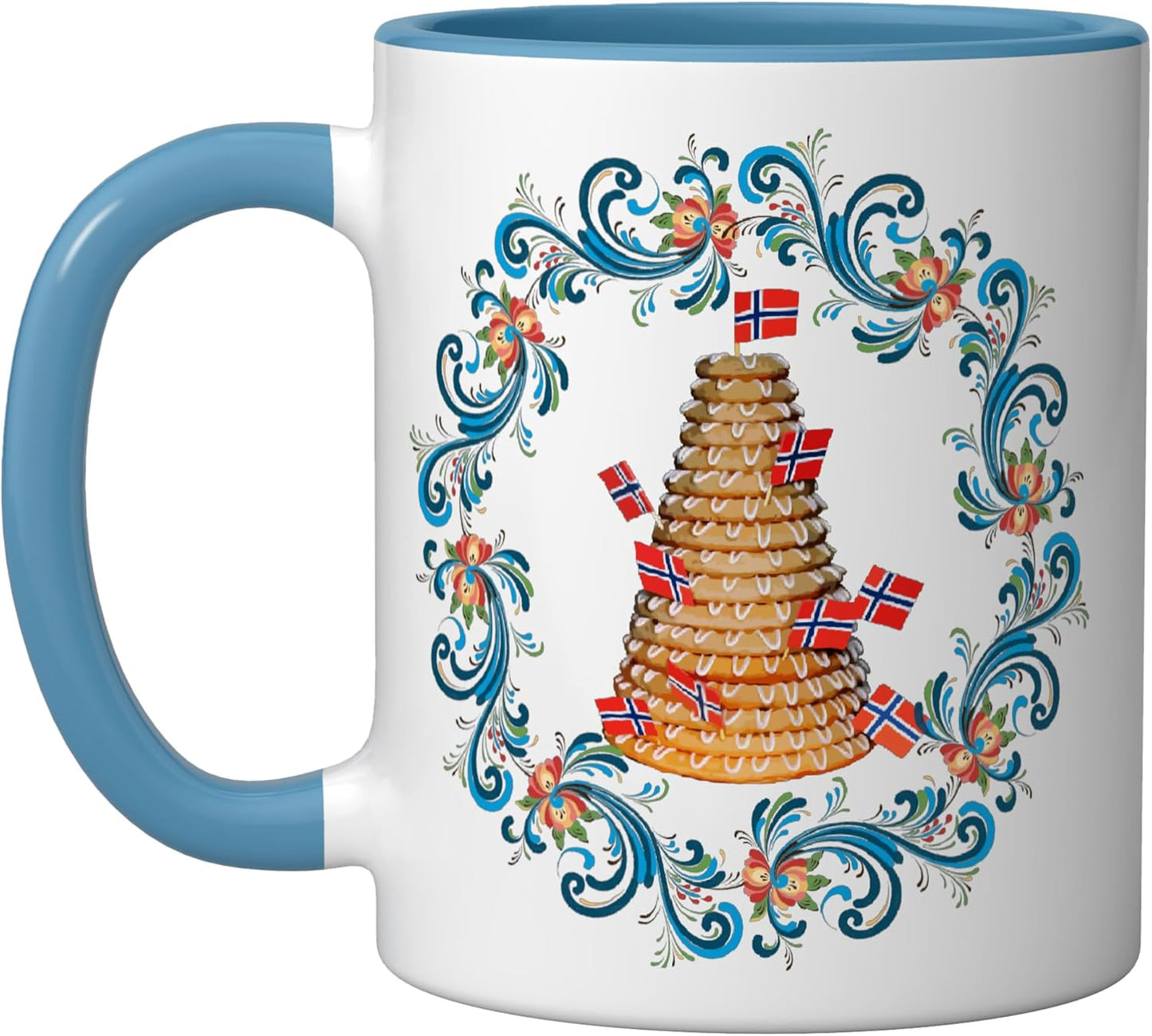 Taza Cerámica Kransekake Azul Blanco