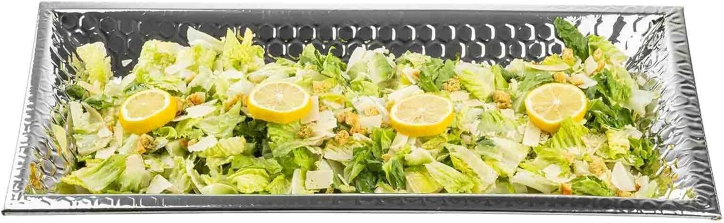 Cuenco Rectangular Acero Inox 14qt Patrón Panal Plateado