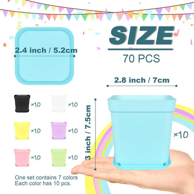 70 Pzas Macetas Plástico 3pulg Interior y Exterior