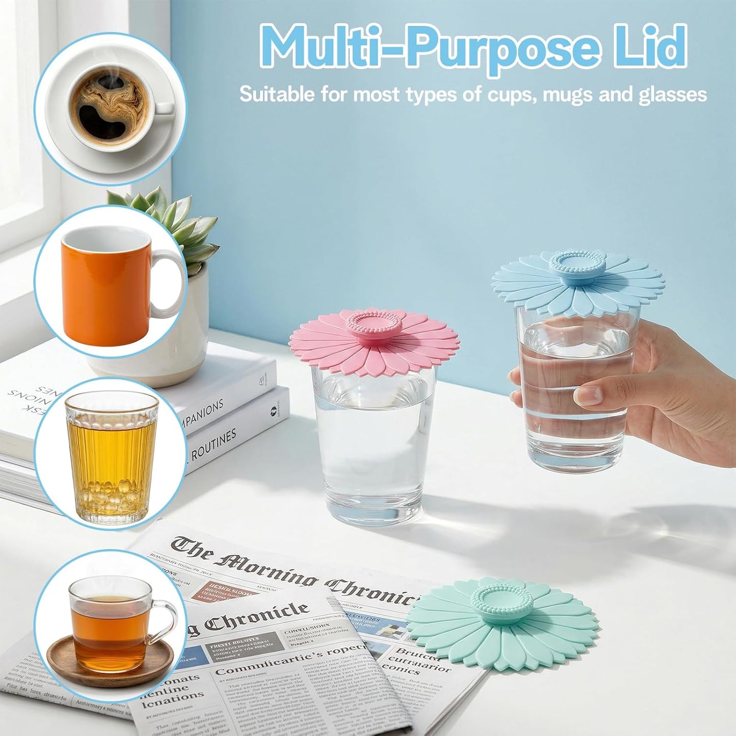 3 Fundas Girasol para Tazas con Tapas Silicona Reutilizables