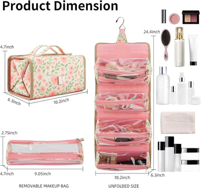 Bolsa maquillaje enrollable TSA aprobada con 4 bolsas transparentes