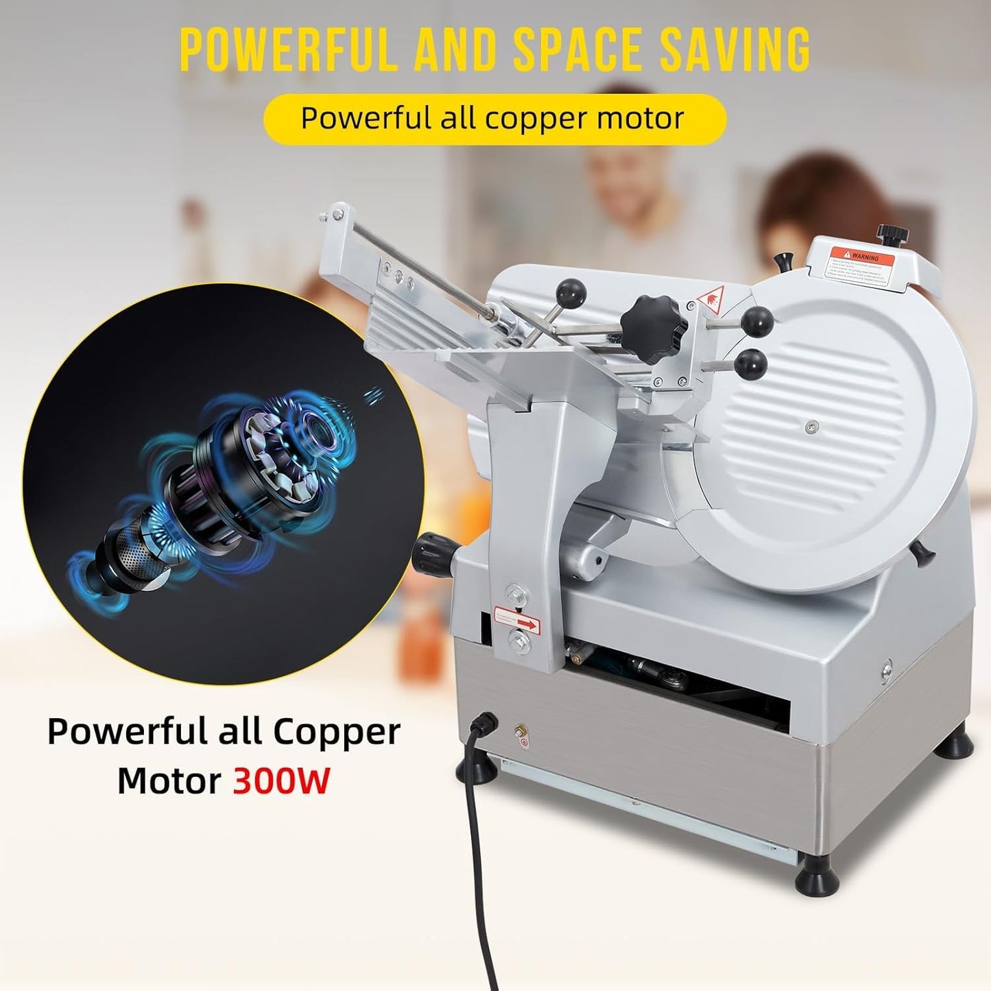 Cortadora carne acero inox 370W ajustable con proteccion infantil