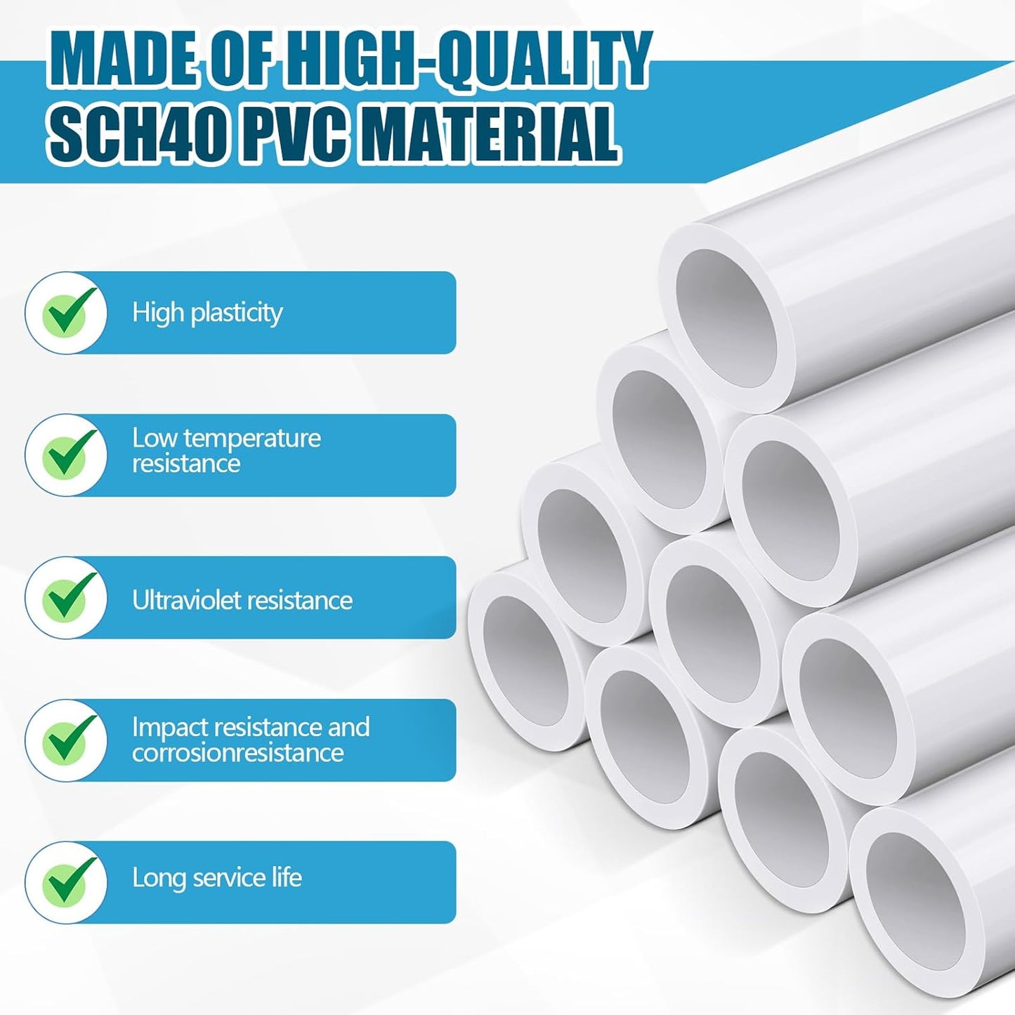 4 Tubos PVC Sch40 1/2pulg 16pulg Industriales