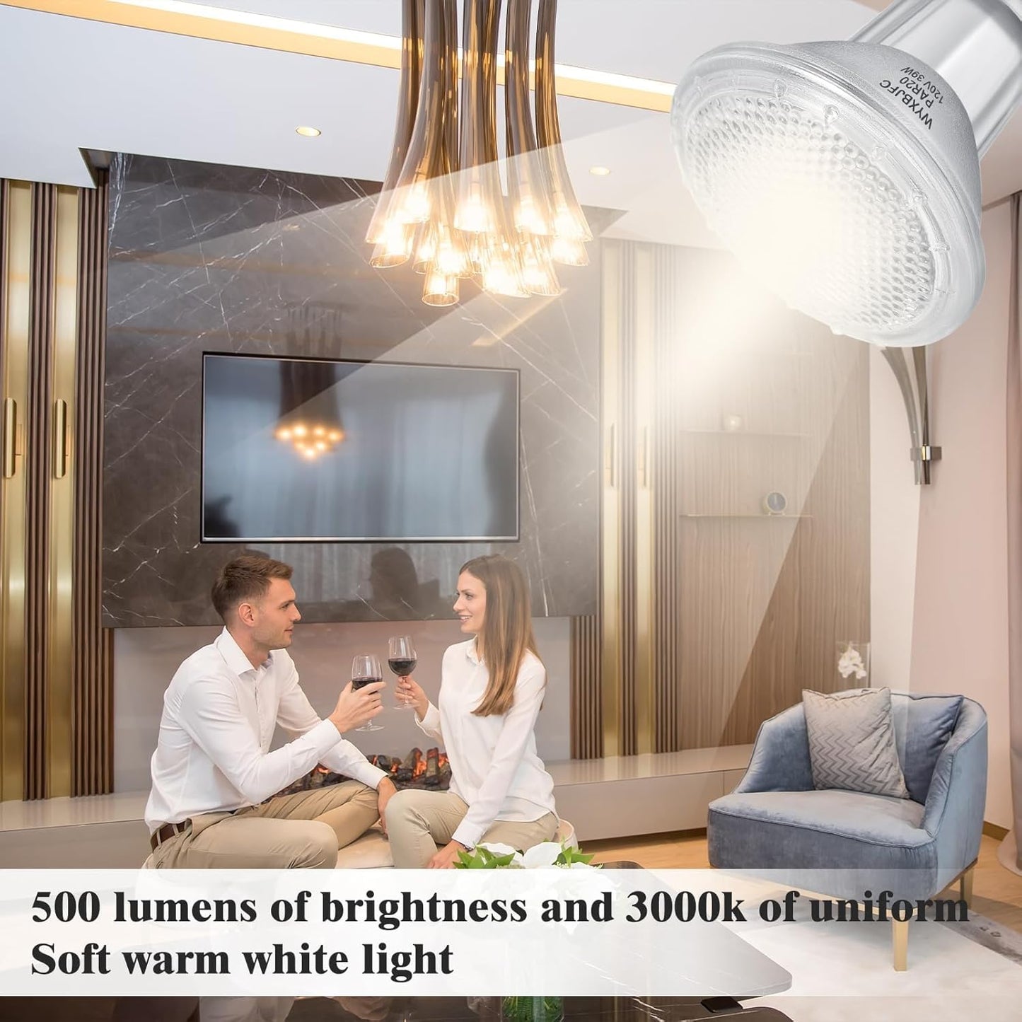 Bombillas Par20 39W E26 3000K blanco cálido set 2