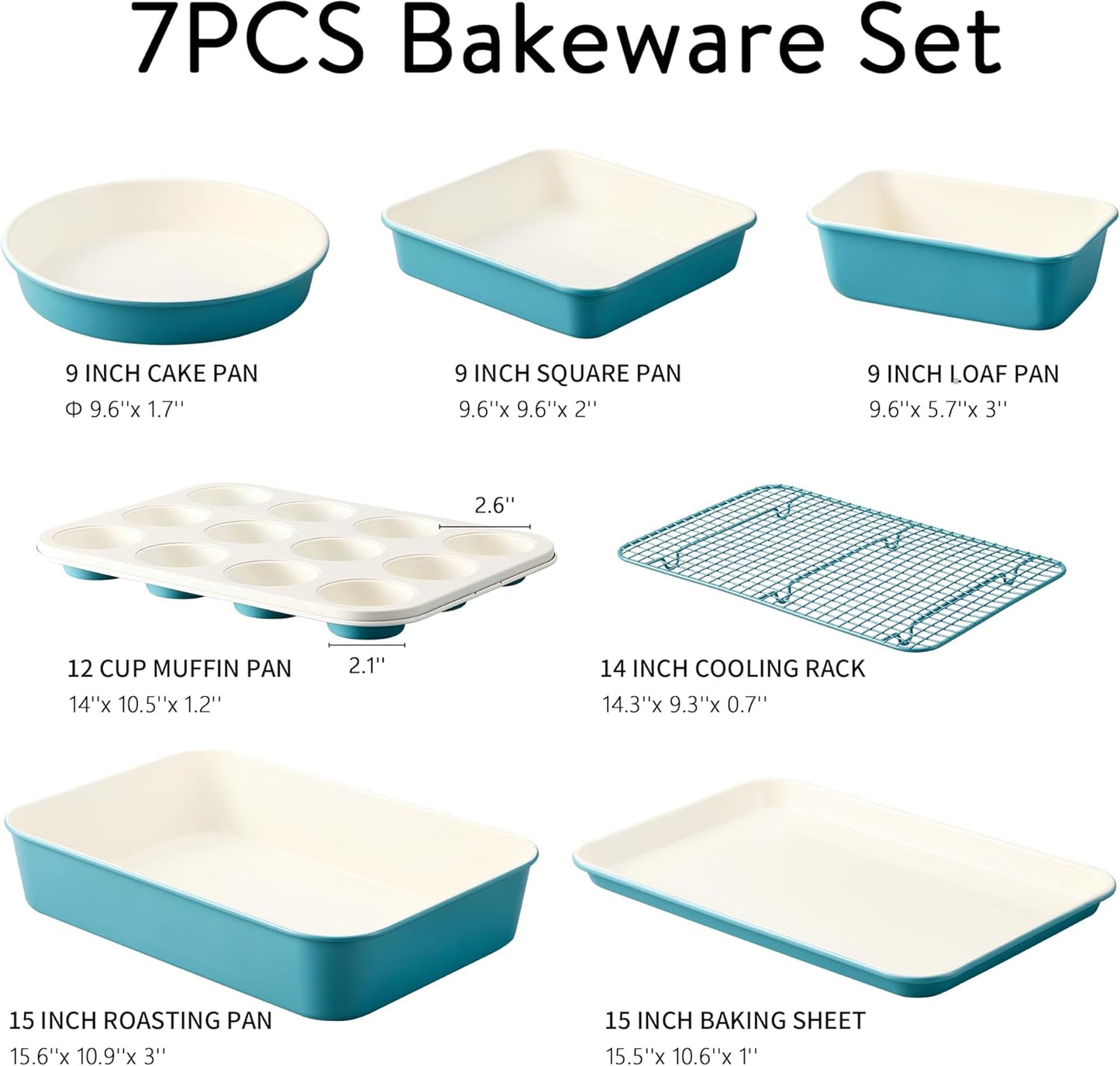 Set 7 Moldes Cerámica Antiadherente para Hornear Pan Pasteles