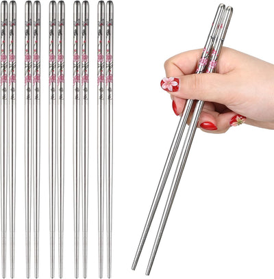 5 Pzas Palillos Acero Inox Reutilizables Antiderrap