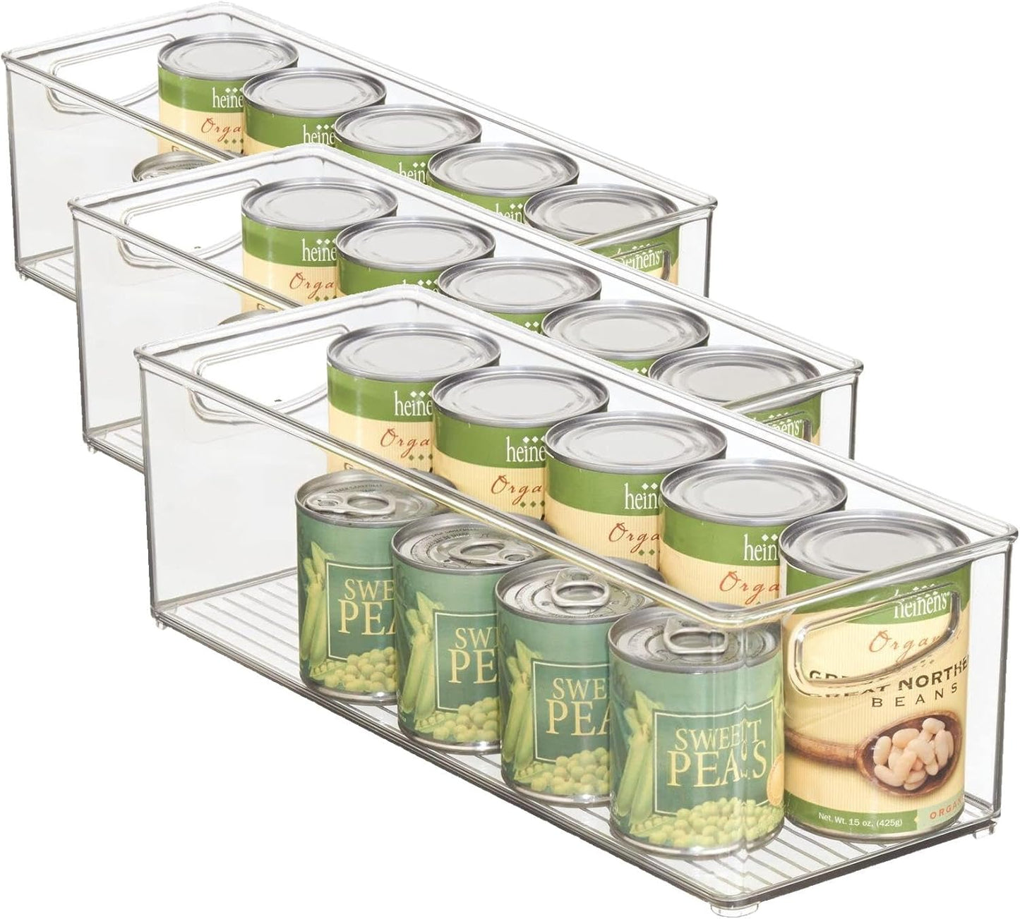 Contenedor plástico transparente con asas set 3