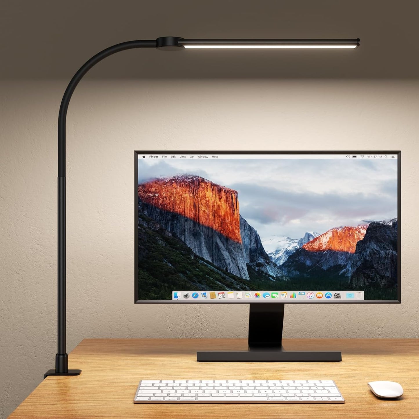 Lámpara escritorio abrazadera LED con cuello cisne 3 modos