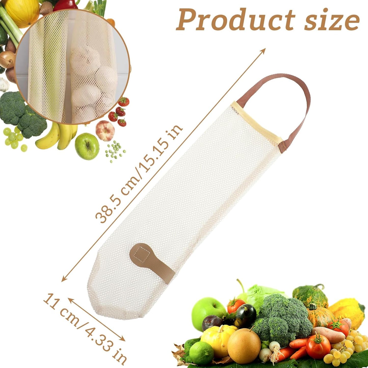 5 bolsas malla para almacenar papas cebolla ajo reutilizables