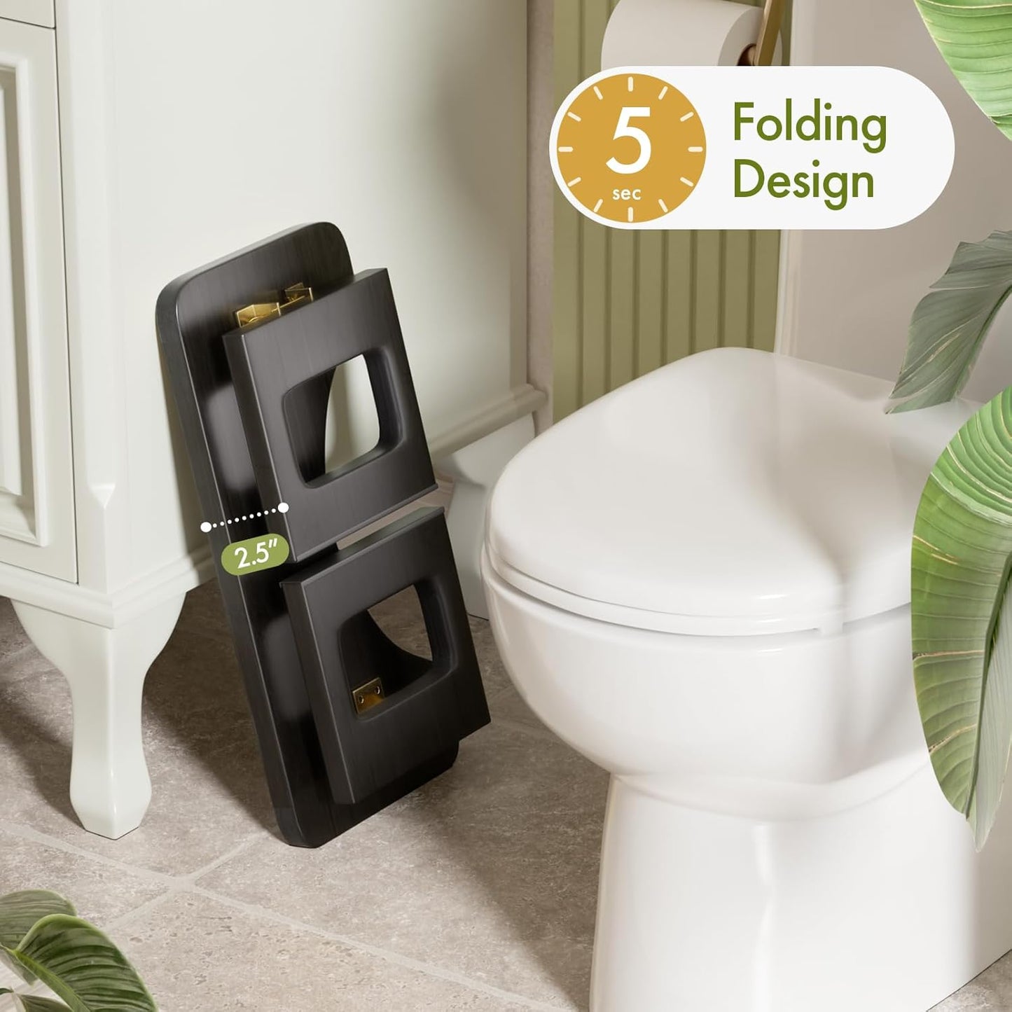 Taburete bambú plegable antideslizante baño 0.59pulg