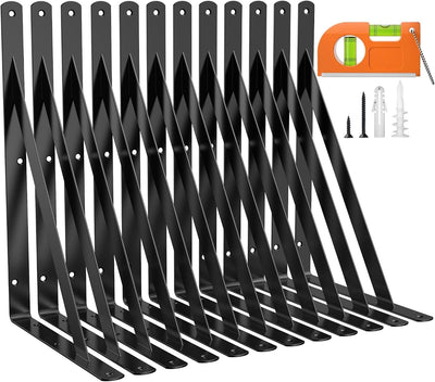 12 Soportes L Estante 12pulg Carga 250lb Negro