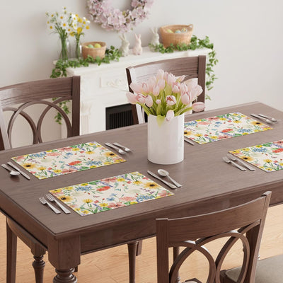 Set 6 Manteles Acuarela Flores Silvestres 12x18pulg