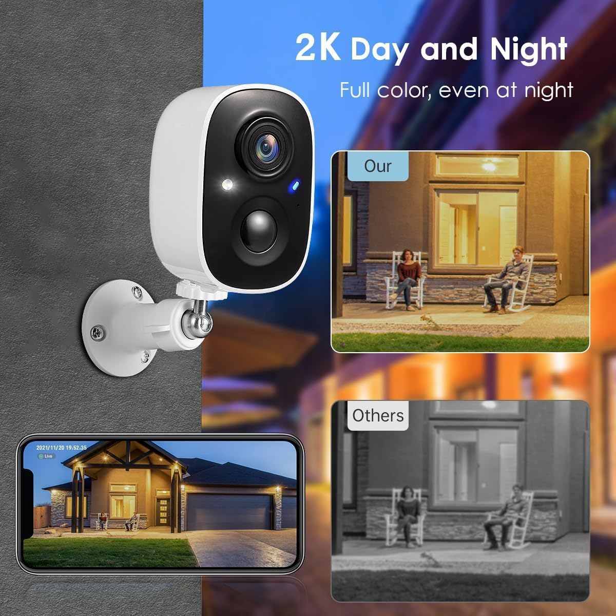 Cámaras seguridad inalámbricas 2K visión nocturna IP65