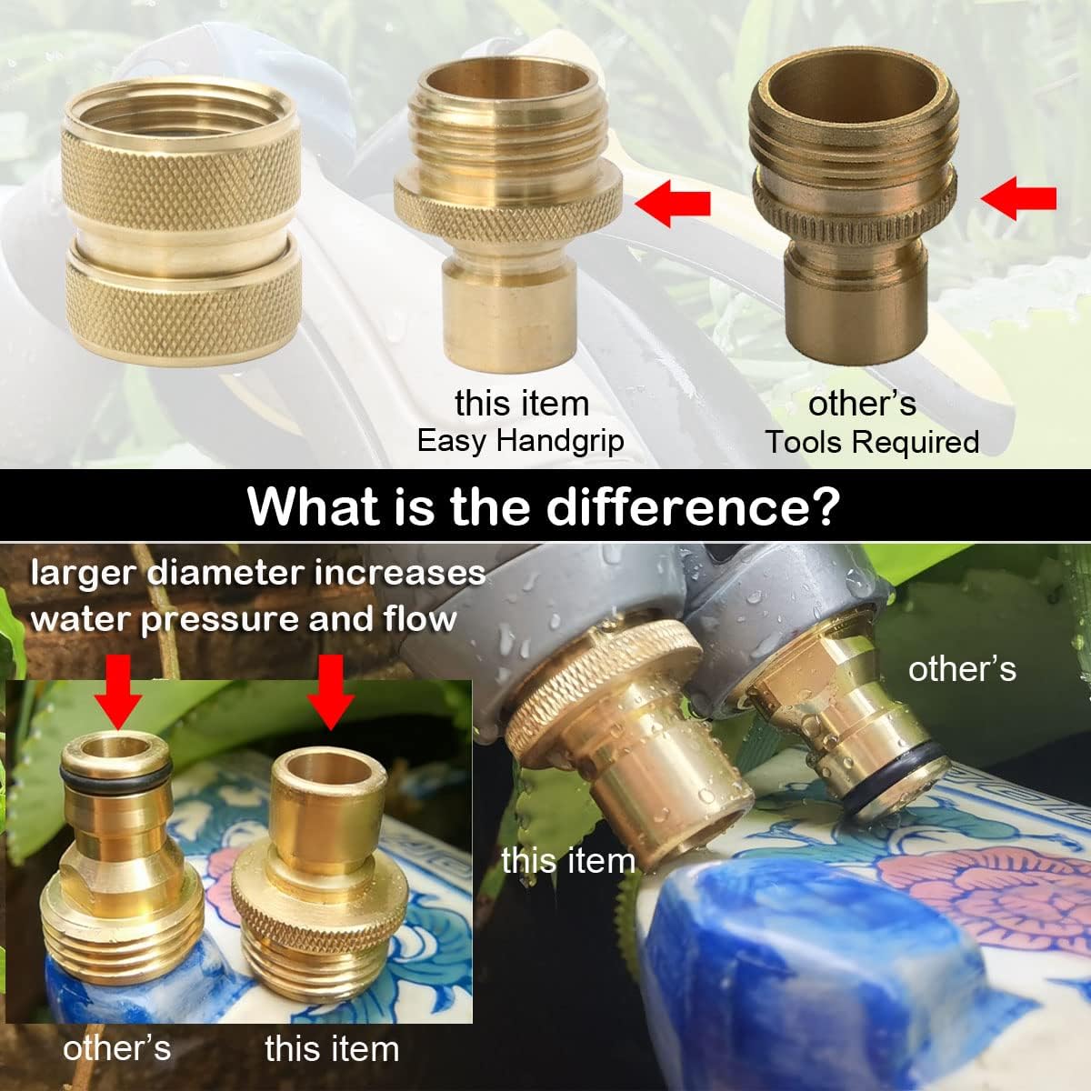 Accesorios conexión rápida manguera jardín latón 4 pzas